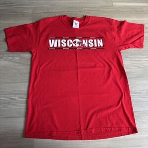 Vintage Wisconsin Badgers Football Shirt Mens L Wisconsin Athletics‎ Mind Cond